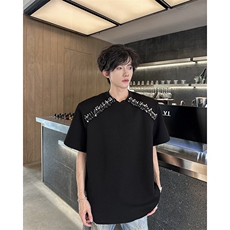 现货！25夏设计感别针珍珠垫肩T恤短袖DX198-P68，男装T恤，电商B288