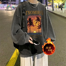 直播品质500克重磅美式做旧水洗卫衣H1352-常规特P45-加绒特P55，男装卫衣，电商A486