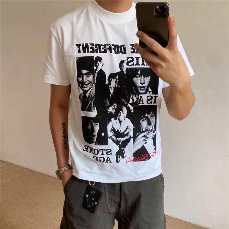 1506/QA7850/P31人像乐队短袖280g重磅短袖短宽人像t恤索罗娜冰感,男装T恤,星座1506