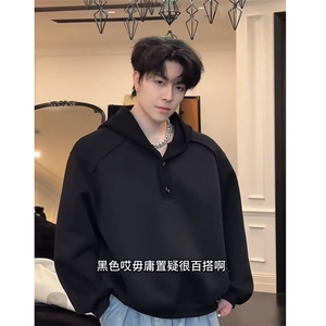 秋季新款连帽高级拼接针织宽松休闲套头卫衣外套男潮流WY001特-60图片