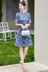 现货！中式改良版连衣裙女2024气质时尚优雅范连衣裙，女装连衣裙，涵墨
