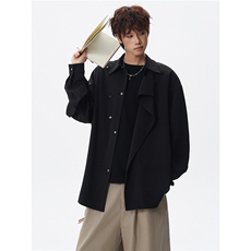 斜搭门襟金属扣新中式长袖衬衫大码设计感风衬衣外套LC302特P52，男装衬衫，电商B215