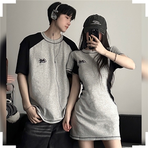 C307 女P60 男P45 2024夏季运动复古T恤男连衣裙高腰显瘦上衣图片