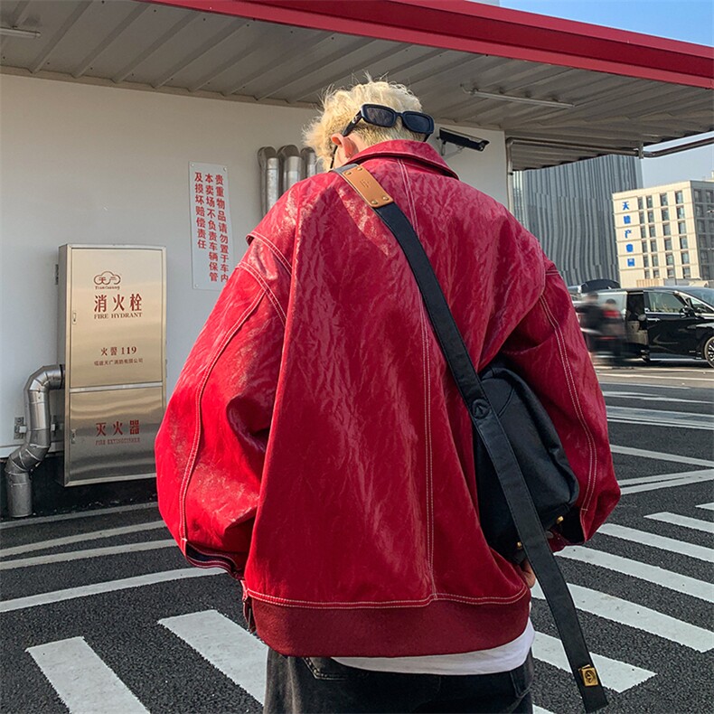 设计感多结构复古皮衣美式潮牌假两件皮夹克X1213-DY2316-特P108,男装夹克,星座1213