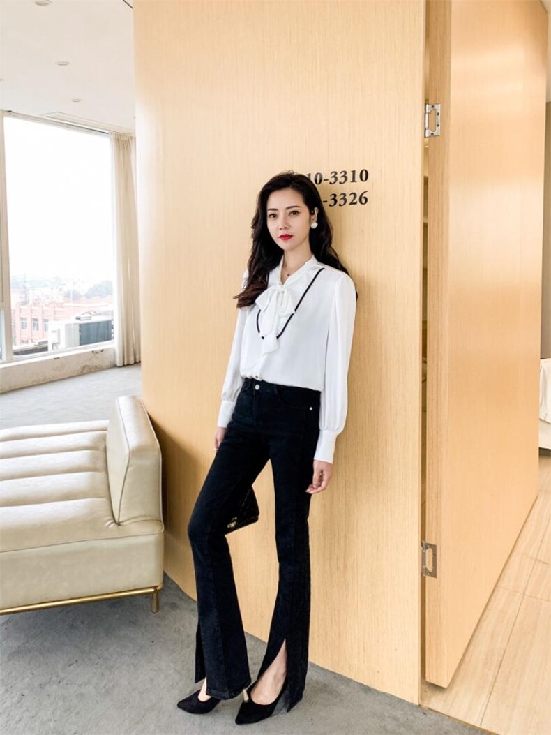春装新款法式情怀飘带领气质衬衣，其它，可艺尚