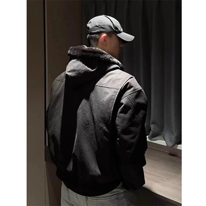 网图 座山雕加绒加厚外套男冬季短款重磅帆布连帽棉衣D380 特P105图片