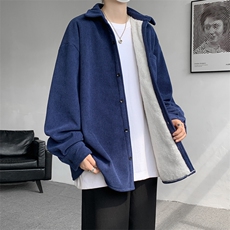 8XL-M加绒灯芯绒衬衫大码复古秋冬翻领上衣外套CS9001/P58加绒68，男装衬衫，电商B238