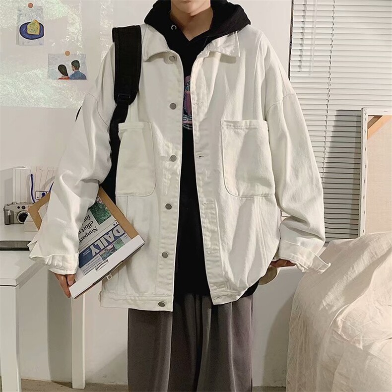 2021新款工装夹克日系百搭宽松春秋季潮牌ins牛仔外套 W1460-P55图片