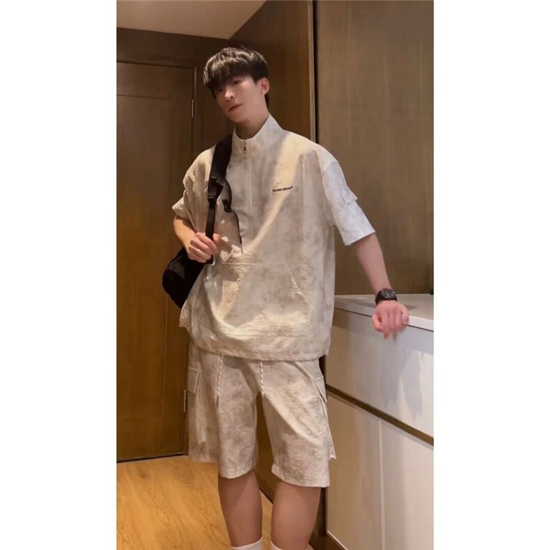 现货 网图 抖音品质 夏季运动套装短袖T恤短裤一整套 TZ506 P50图片