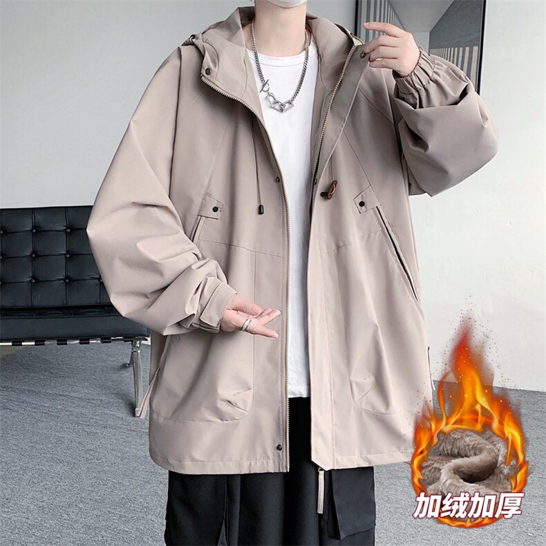 港风大皂工装加绒冲锋衣男高品纯色宽松夹克外套DSA157B-AJ90-P95,男装夹克,电商A157B