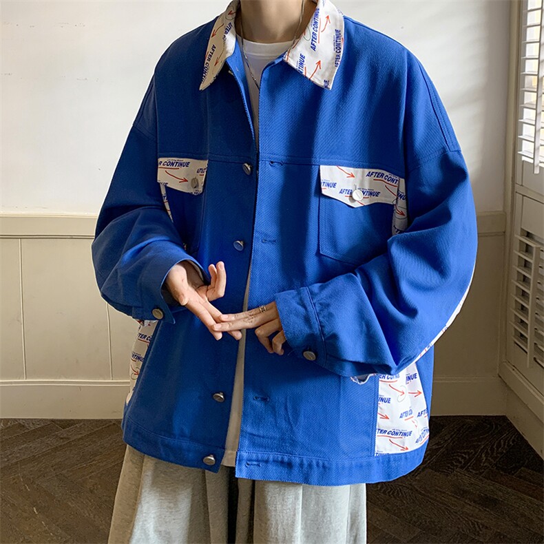 特批75 cityboy街拍秋季翻领夹克男女外套港风拼接工装外套GJK222图片