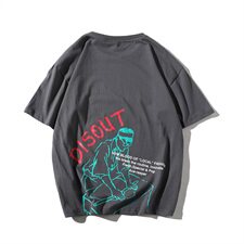 【】A003-HT1025-P30夏装新款后背手绘印花短袖T恤凹凸墙，男装T恤，电商A003
