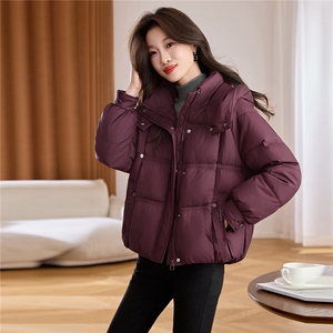 现货。白鸭绒羽绒服女2025冬季新款短款羽绒服外套女加厚图片