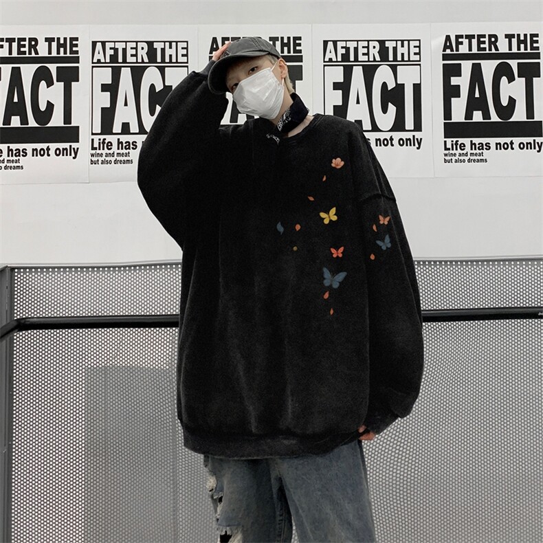美式潮牌重磅水洗做旧圆领卫衣力推大码男XZ517A-BK5556-P58,男装卫衣,星座517A