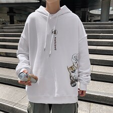 ！21春季新款男士潮流印花连帽卫衣学生大码宽松外套WY308P38，男装卫衣，电商B220