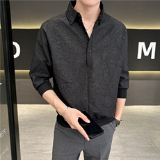 夏季日系工装衬衫男士短袖衬衣宽松翻领套头冲锋上衣服CA604，男装T恤，星座1116A-2（原606A-1）