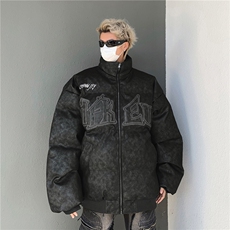 做旧棉服男2025冬潮牌设计感时尚压褶潮流情侣棉衣外套MF296-P108，男装棉衣，星座412-2