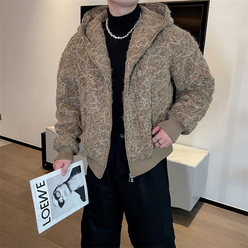 冬季高端美式夹棉加厚连帽夹克男休闲情侣拉链棉服外套男M156P165,男装夹克,电商B267