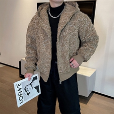 冬季高端美式夹棉加厚连帽夹克男休闲情侣拉链棉服外套男M156P165，男装夹克，电商B267