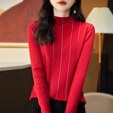 秋冬季新款半高领毛衣女长袖宽松显瘦百搭针织毛衣上衣，女装针织衫/毛衣，贵皇网供仓