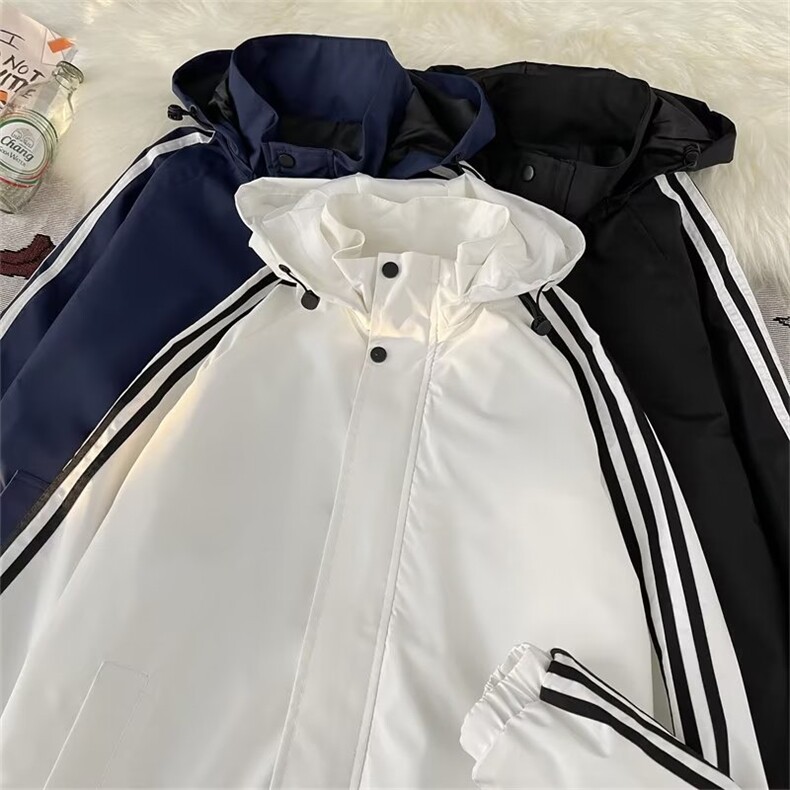 美式外套男女连帽夹克男春秋季三条杠休闲防风冲锋衣J1256-P48,男装夹克,星座1008