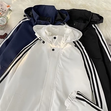 美式外套男女连帽夹克男春秋季三条杠休闲防风冲锋衣J1256-P48，男装夹克，星座1008