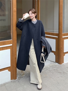 韩版减龄长款双面羊绒大衣女2025年冬季新款显瘦加厚保暖毛呢外套图片