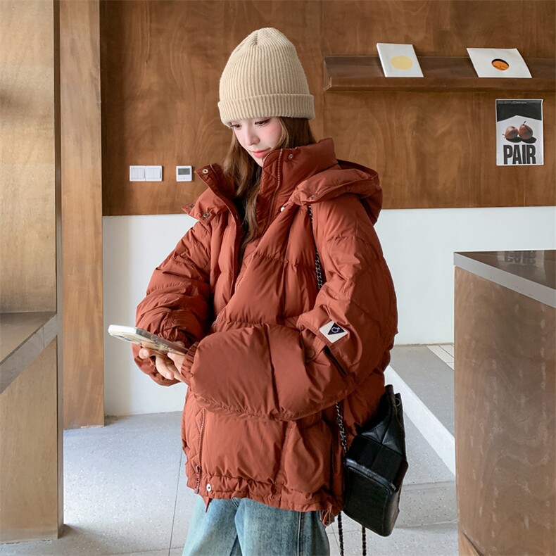 橘色轻薄短款羽绒服外套女冬季2025新款小个子流行爆款超火冲锋衣,女装羽绒服,2C273