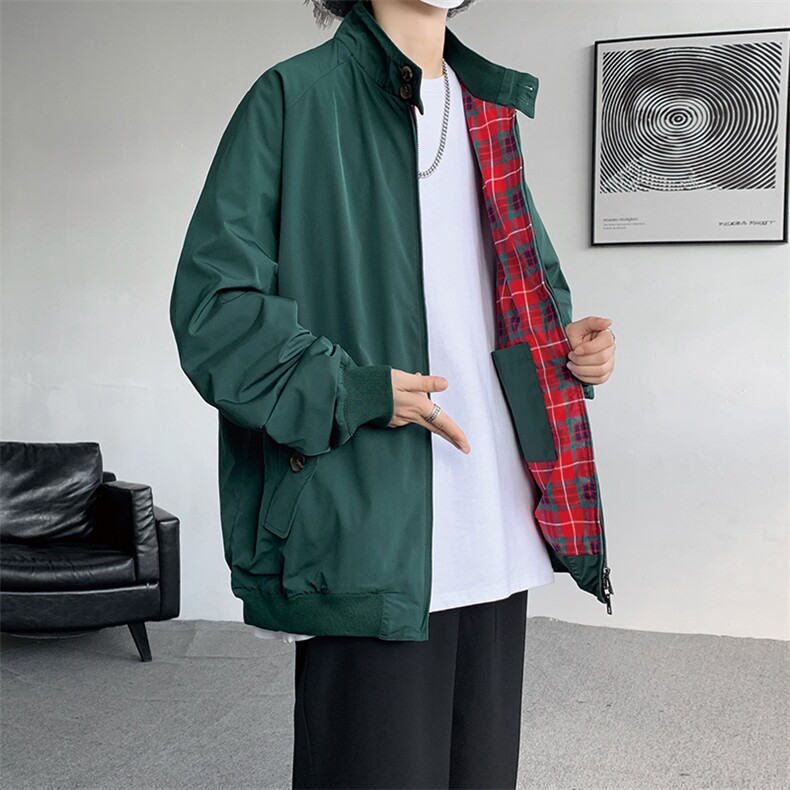 8XL-M美式复古棒球服外套男特大码潮牌双拉链立领夹克衫JK005P85,男装夹克,电商B312