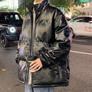 二开纯色直播抖音品质宽松男羽绒棉加厚PU皮棉衣外套M1500P70图片