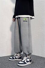 港风华夫格子休闲束脚裤春装新款松紧腰卫裤D201-DM78-P50，男装休闲裤，电商D321-1