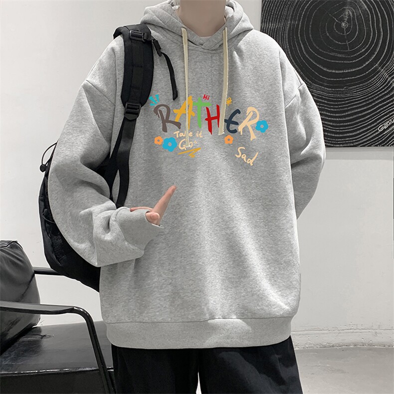 纯棉连帽卫衣男大码运动帽衫宽松薄WY2301-P35加绒款-P40,男装卫衣,电商A040