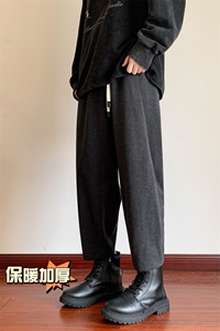 冬季新款加厚抗起球呢料哈伦裤宽松大码休闲萝卜裤小脚男872-P65图片
