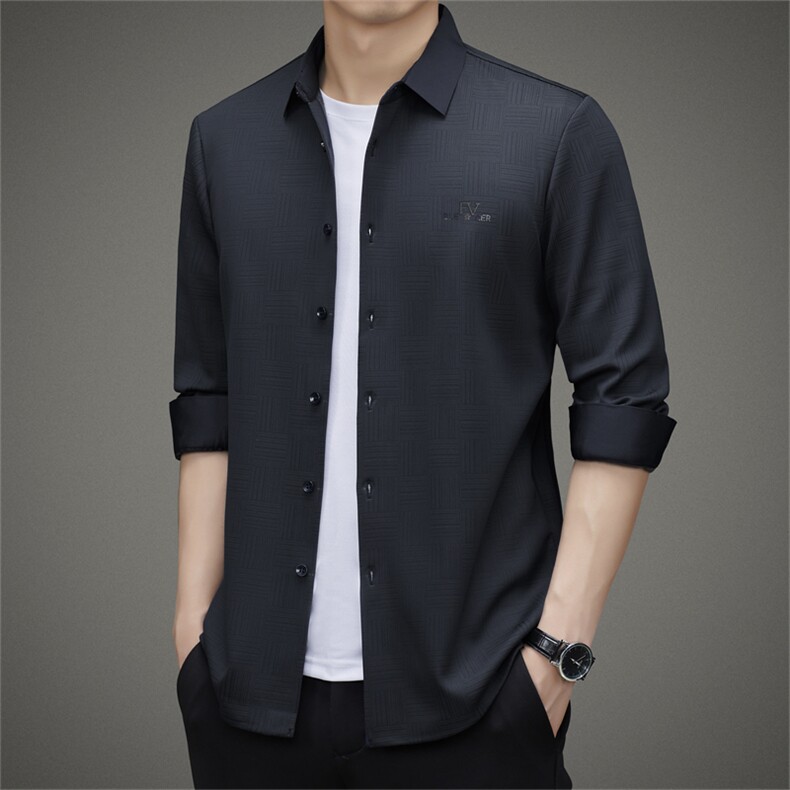 DZ9922钱塘2020-3冬季厚款商务休闲简约中年男士简约衬衣P85,男装衬衫,钱塘207-3