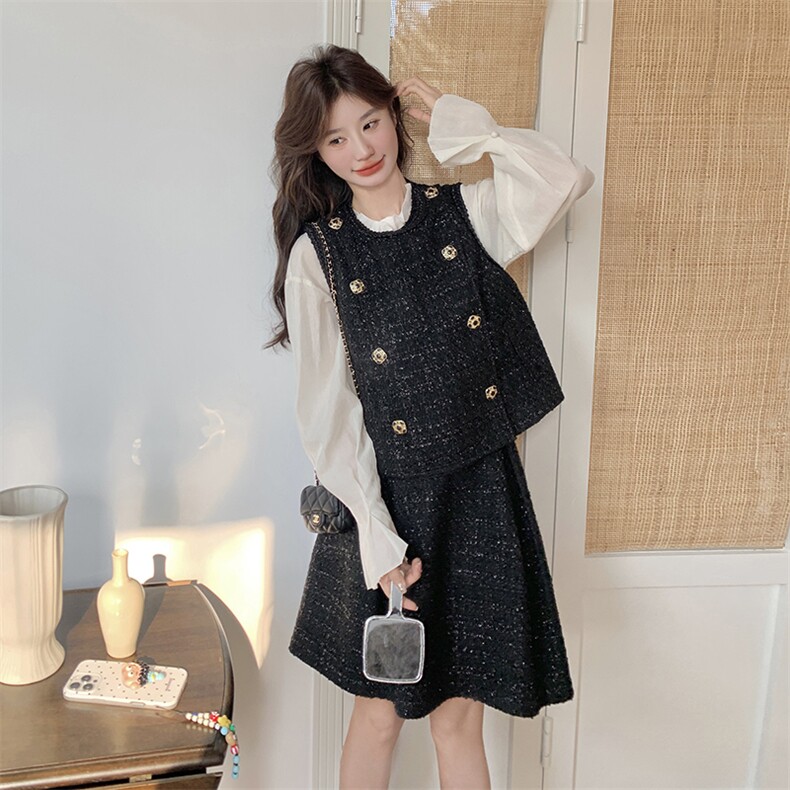 【现货】小香风马甲+短裙套装088-7711p145k198,女装套装/套裙,2C088