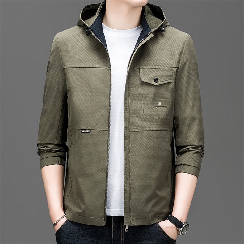 男士春季夹克男装连帽中年商务休闲纯色茄克衫上衣服BSNA802-P120,男装夹克,星座1105-3
