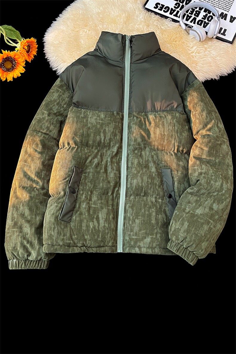 【量大有差】光板灯芯绒拼接冲锋棉衣棉服棉袄立领面包服G1615P75,男装棉衣,星座207
