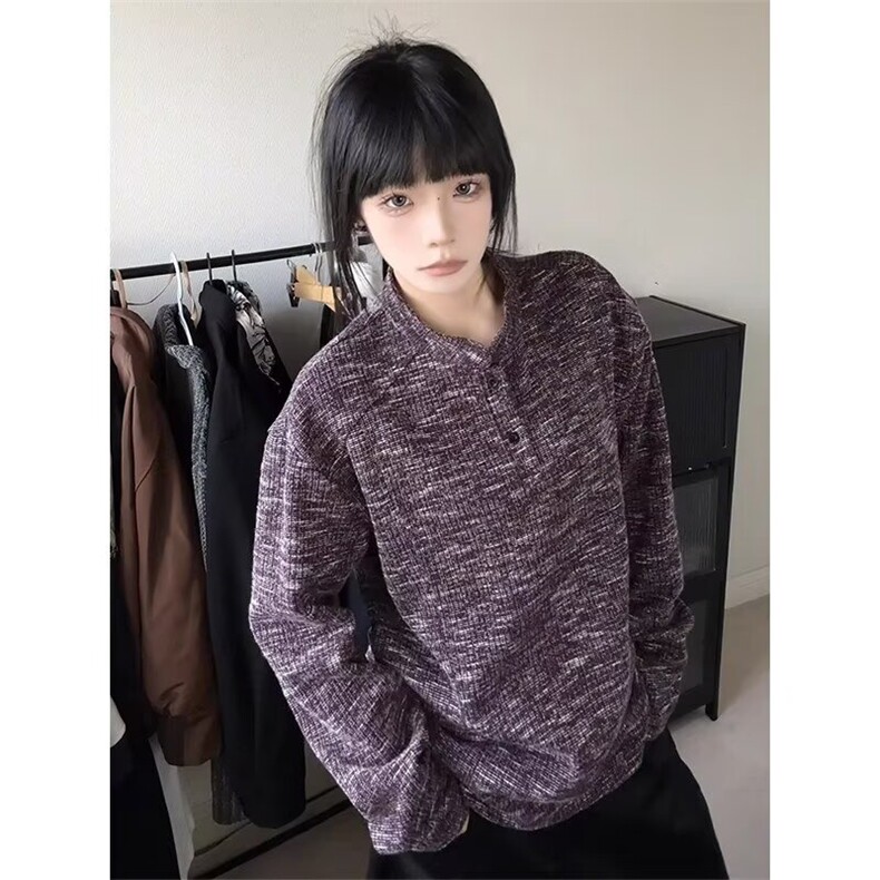 现货 美式日系流行潮流新款气质针织雪花长袖T3338特P35图片