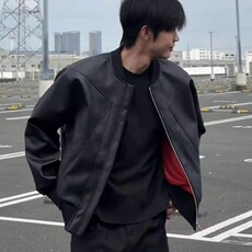 黑色立领皮夹克男商务高端柔软PU外套2025秋季新款纯色外套，男装夹克，星座506A