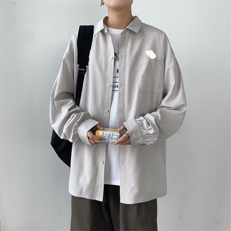 20港风新款男女情侣蝴蝶反光印花衬衫学生衬衣外套504-W2035-P32,男装衬衫,星座504