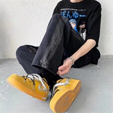 复古阔腿休闲牛仔裤男ins高街潮牌宽松直筒拖地长裤子N7227-p45图片
