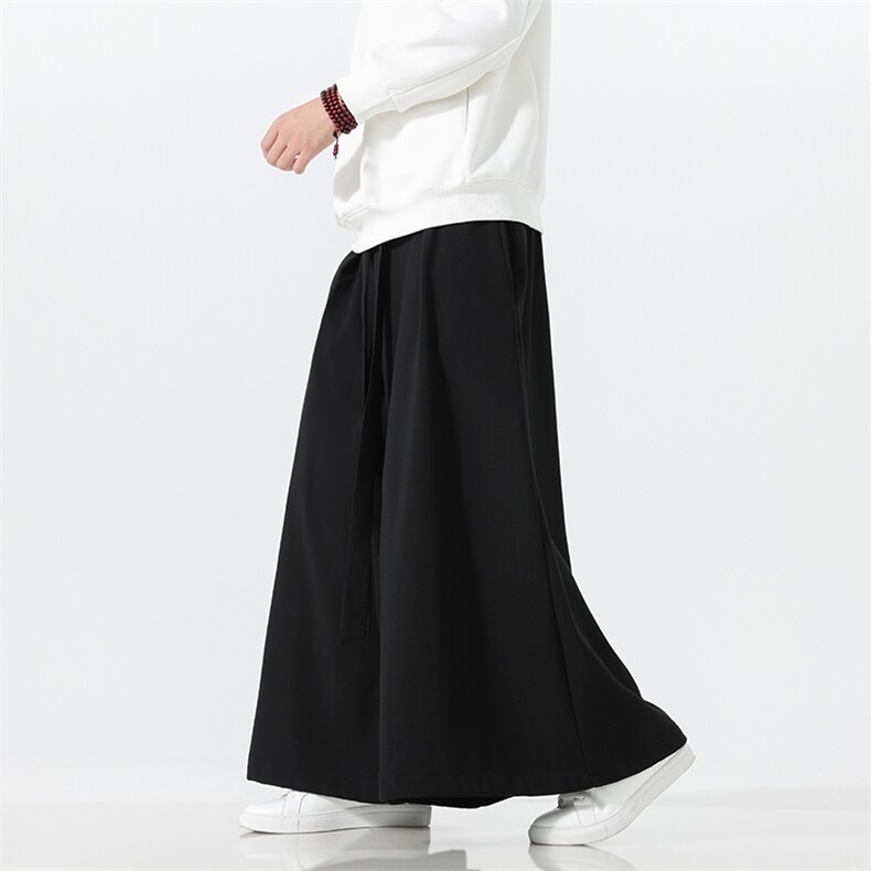 2025秋冬汉服唐装风棉麻阔腿裤马面裤K371加绒P65-常规P55,男装民族服装,电商A057B