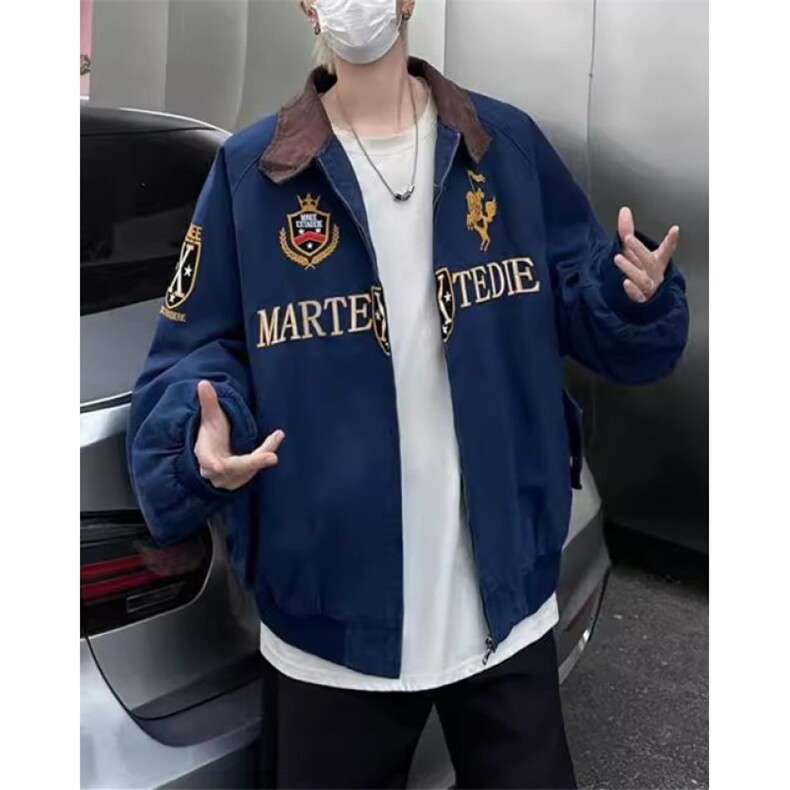 哈灵顿夹克男女做旧刺绣宽松撞色翻领工装外套JK9601,男装夹克,星座1116A（原606A-3）