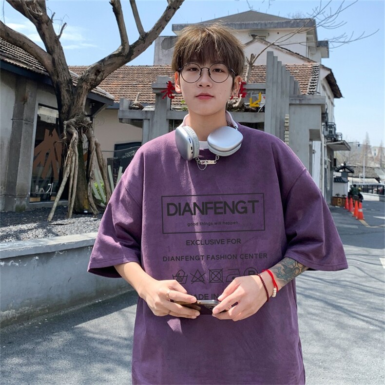 电商DSA028-DTLP2417特P19量大优供视频重磅麂皮绒短袖t恤男,男装T恤,电商A028