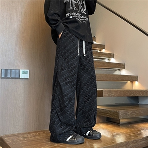 K5073/P40新款秋装休闲裤男士宽松大码工装长裤子潮设计感直筒裤,男装休闲裤,电商A141