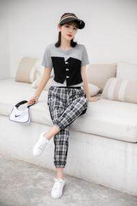 现货供应：韩版新款拼色套装M一XXL，女装职业装，拉思维加丝