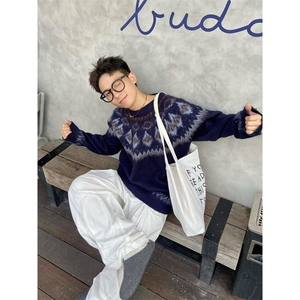 北欧费尔岛红色毛衣男女潮牌情侣装针织衫秋冬圣诞毛线衣 MY369图片