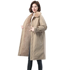 外套2021年新款女秋冬百搭韩版宽松长款冬季加绒加厚时尚棉衣棉服图片