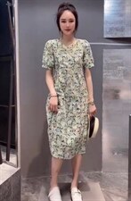 夏季新款洋气太阳花碎花连衣裙，女装连衣裙，L·H·X