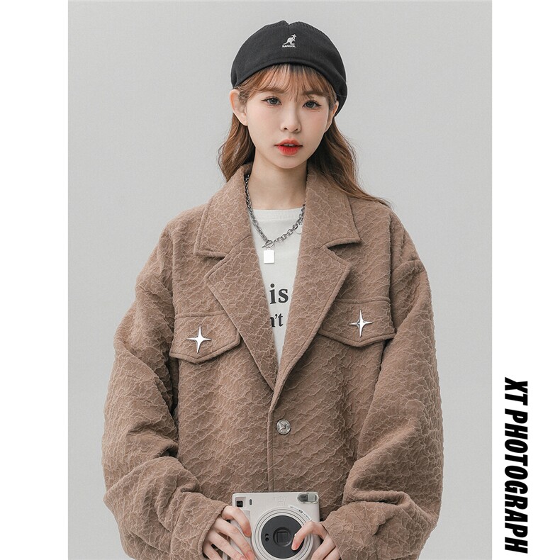 1中性风美式夹克女潮牌夹克男情侣休闲大码外套女JK8748P95控128，女装短外套，星座226-2